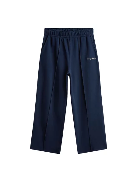 Haftowane szerokie joggery Tommy Hilfiger niebieskie