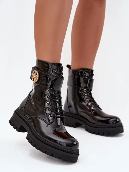 Ботуши Boto от лакирана кожа черно