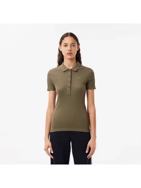 Lacoste Organiczna Koszulka Polo Slim Fit Khaki zielony