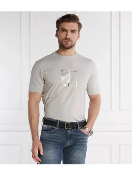 BOSS GREEN Póló Tee 5 | stretch szürke