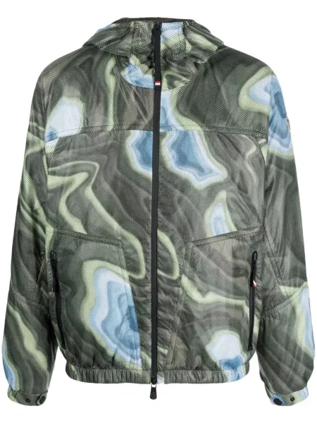 Geacă bomber Moncler Grenoble cu imagine cu imprimeu abstract verde