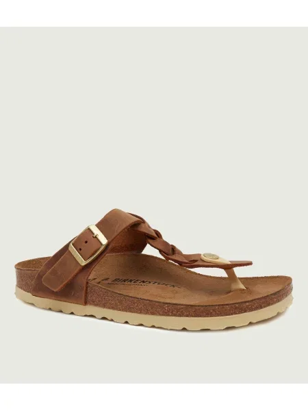 Bőr fonott papucs Birkenstock barna