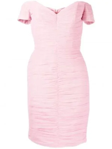 Mały sukienka mini Anouki drapowana garniturowa różowa