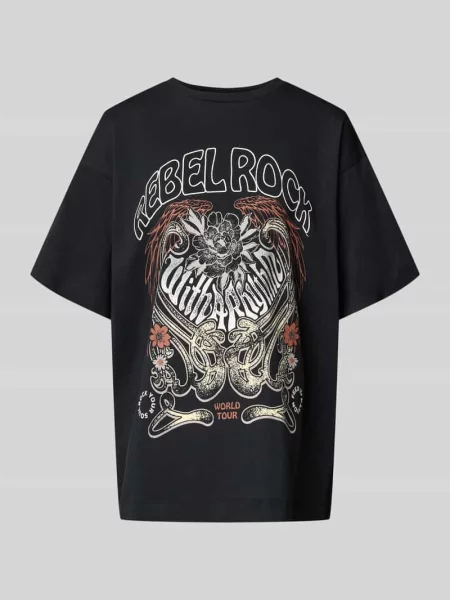 T-shirt o kroju oversized z czystej bawełny model LILIE' Vero Moda czarna