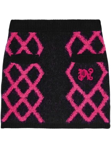 Dzianinowa spódnica Palm Angels z wzorem argyle niebieska