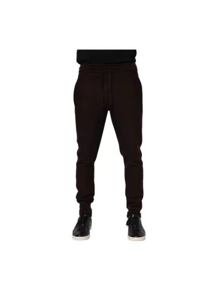 Jedwabne joggery Dolce And Gabbana brązowe