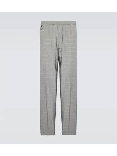 Hedvábné kostkované kalhoty Undercover béžové