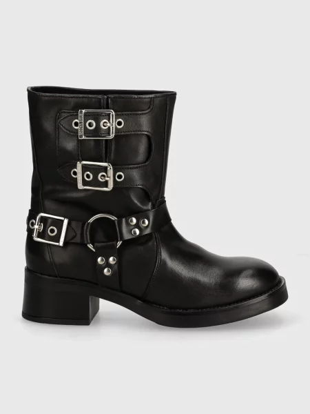 Kožené členkové topánky Steve Madden Becase čierna