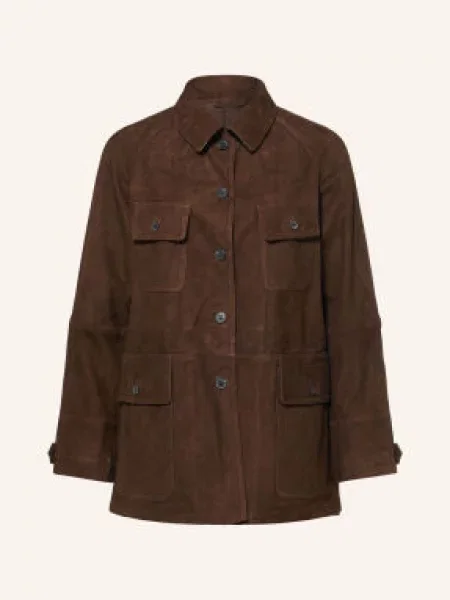 Allsaints Kožená Bunda Roiya tmavě hnědá