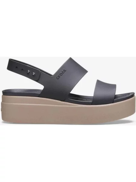 Crocs Brooklyn Niskie Sandały Na Koturnie Beżowe czarne