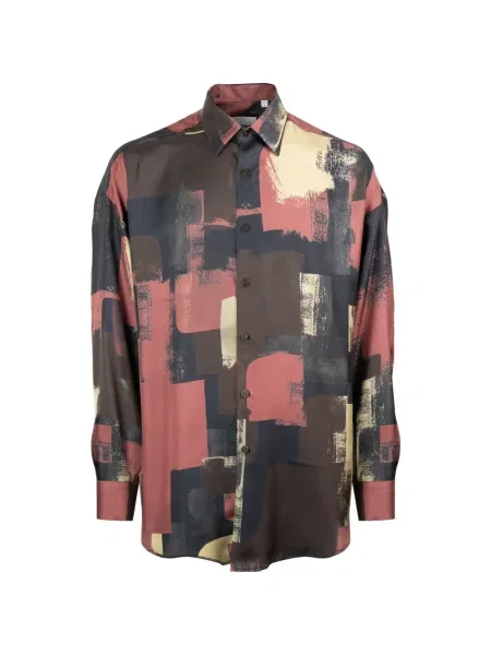 Lung cămașă Costumein cu imagine cu imprimeu abstract maro