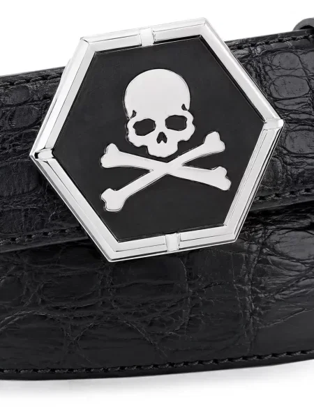 Cu centură curea Philipp Plein din piele negru
