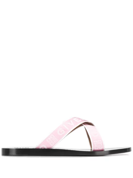 Sandale Givenchy cu bretele cu autograf roz