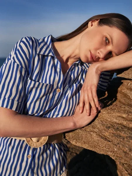 Cămașă Marisse cu dungi albastru