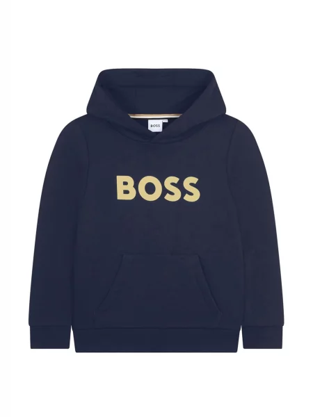 BOSS Sweater majica Felpa cappuccio blu navy per bambino' plava