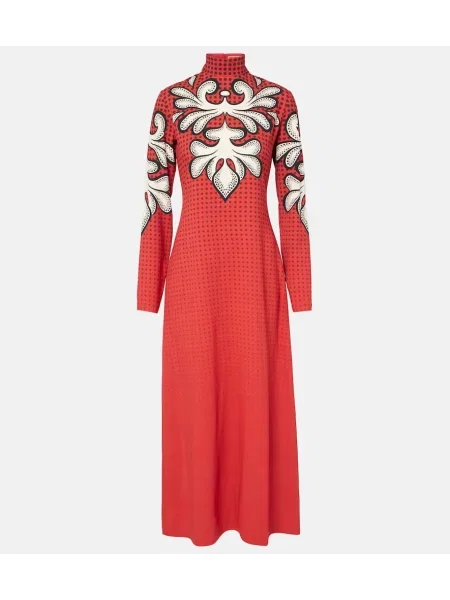 Satynowa sukienka midi La Doublej z nadrukiem do kolan