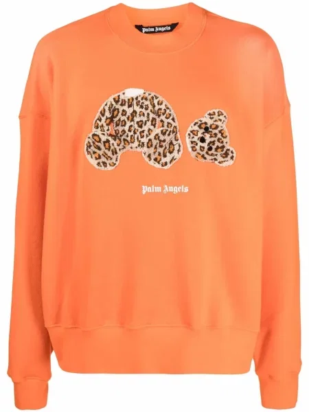 Bluza Palm Angels w panterkę teddy pomarańczowa