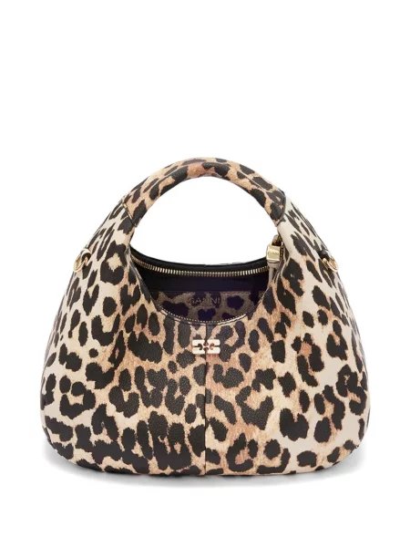 Geantă shopper Ganni cu imagine cu model leopard