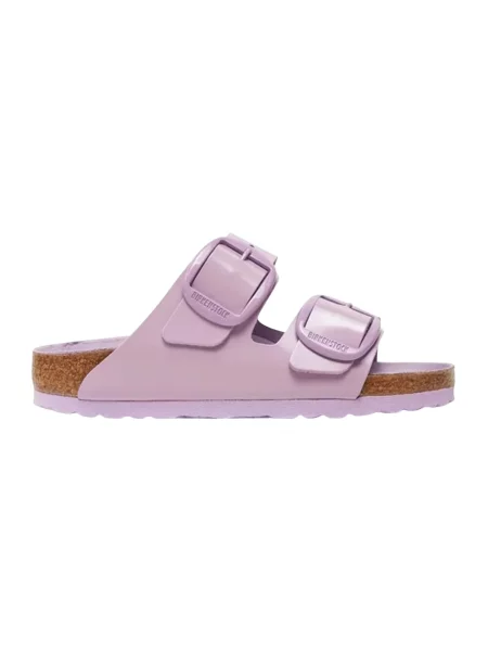 Klapki Birkenstock skórzane na sprzączkę różowe