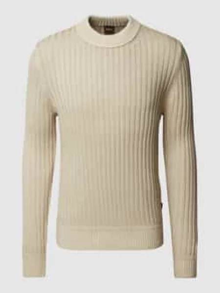 Sweter z dzianiny z efektem melanżu model ‘Kriben’ Boss Orange beżowy