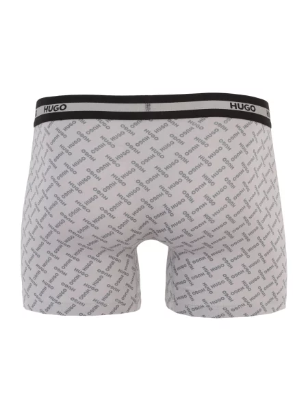 HUGO Boxerky sivá / tmavosivá / červená čierna