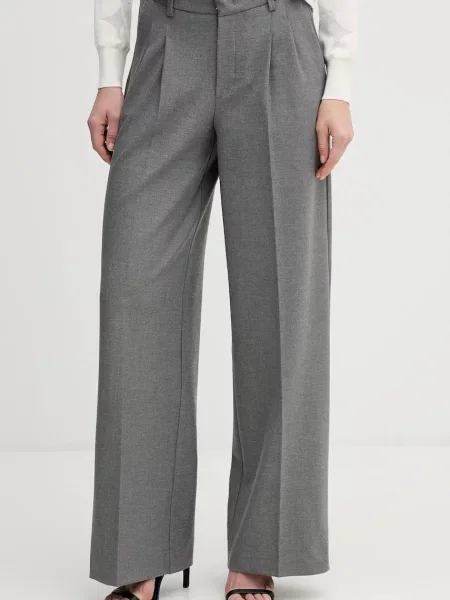 OUI pantaloni lat high waist gri