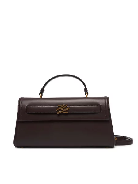 Karl Lagerfeld torebka skórzana K/AUTOGRAPH brązowa