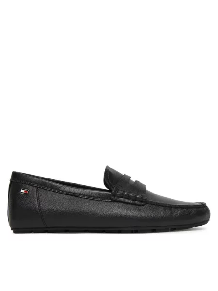 Tommy Hilfiger Mokasini Flag Leather Driver Loafer črna