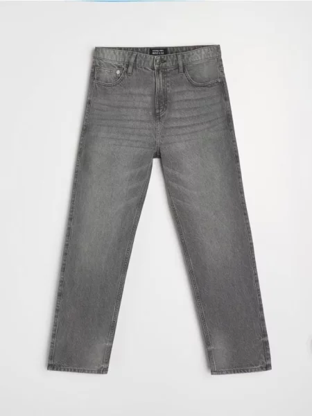 Sinsay Jeansy loose fit z elektem sprania szary