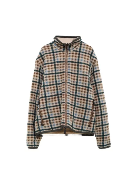Lniana kurtka Moncler typu teddy zielona