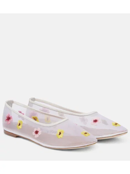 Balerini Staud cu model floral plasă alb