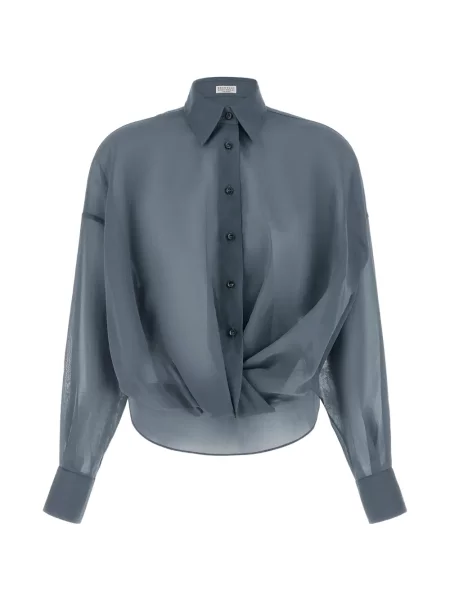 Tafta koszula Brunello Cucinelli niebieska