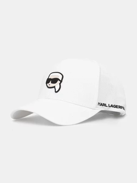 Шапка с козирка Karl Lagerfeld с апликация бяло