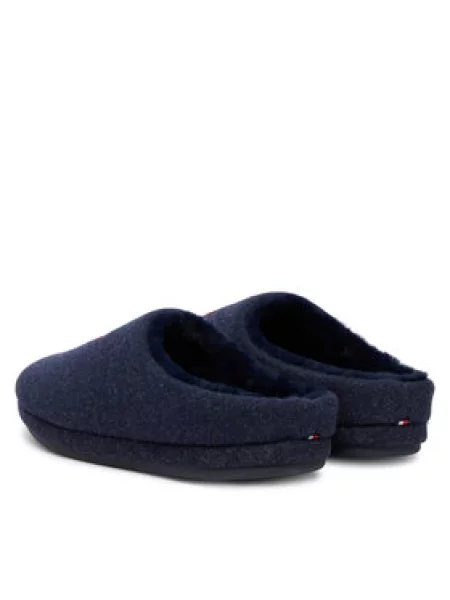 Papuče Tommy Hilfiger Th House Shoe Flannel Tamnoplava