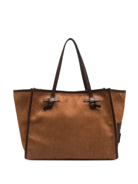 Geantă shopper Gianni Chiarini de catifea cord maro
