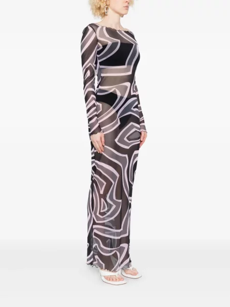 Rochie maxi Pucci cu imagine cu imprimeu abstract lungă negru