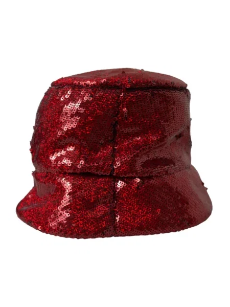 Czapka z daszkiem Dolce And Gabbana z cekinami czerwona