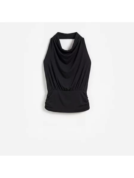 Top Reserved s výstřihem halter černý
