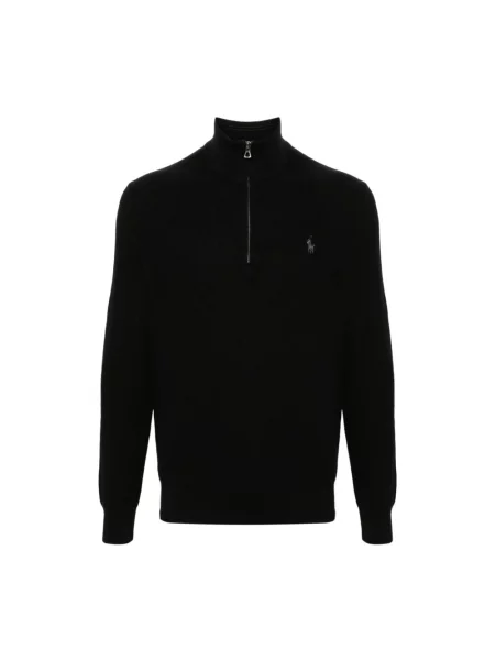 Sweter z dzianiny o kroju regular fit z czystej wełny Polo Ralph Lauren czarny