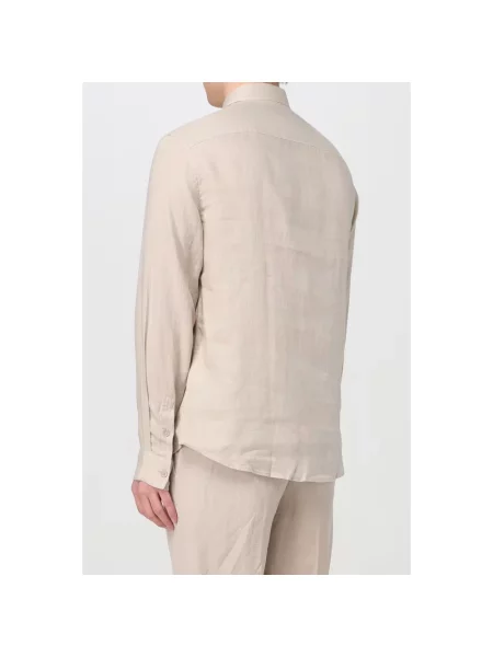 Lniana koszula Armani Exchange beżowa