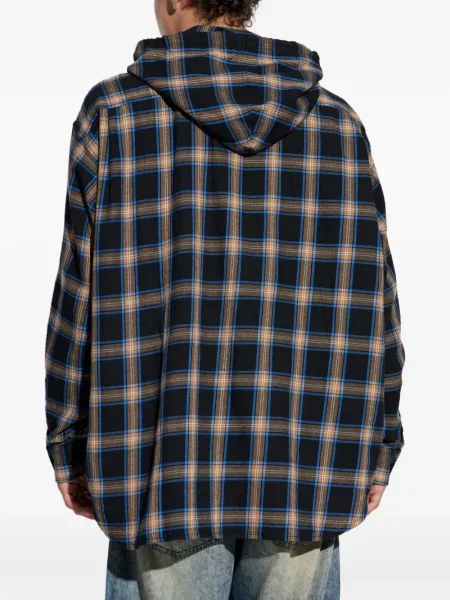 Košulja Diesel karirana s kapuljačom crna