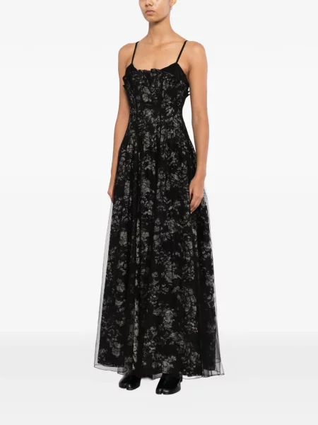 Rochie Quetsche cu model floral din tul negru