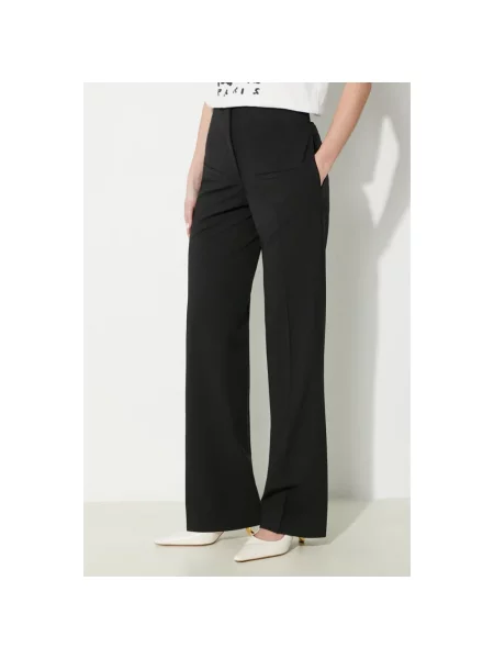 JW Anderson spodnie wełniane Front Pocket Straight Trousers proste medium waist czarny