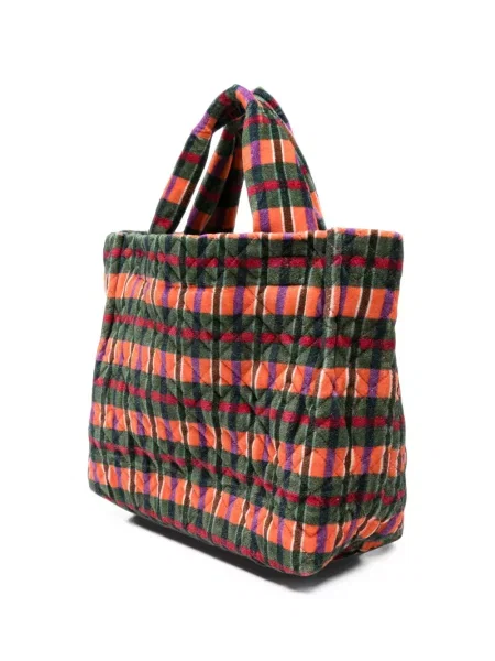Matlasat geantă shopper épice în carouri portocaliu
