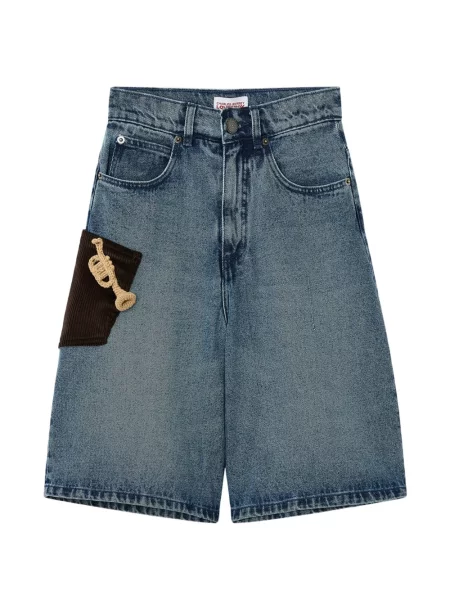 Pantaloni scurți Charles Jeffrey Loverboy de catifea cord albastru