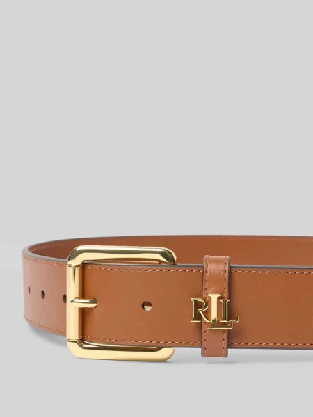 Pasek ze skóry bydlęcej z aplikacją z logo Lauren Ralph Lauren