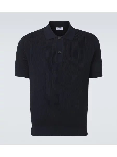 Tricou polo Sunspel tricotate albastru