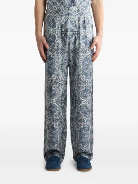 Pantaloni Etro cu imagine cu model paisley albastru