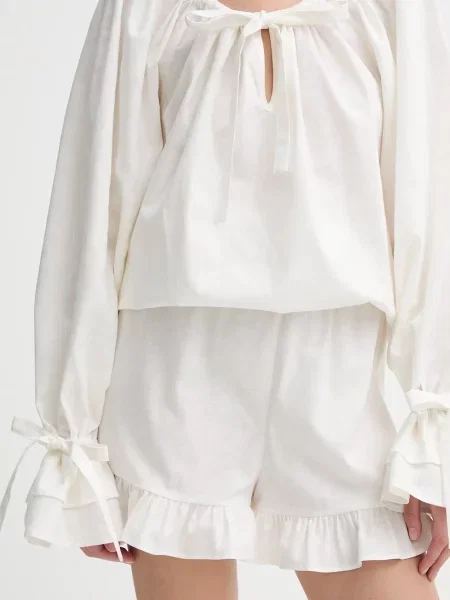 The Sleeper pantaloni scurți din in uni high waist bej