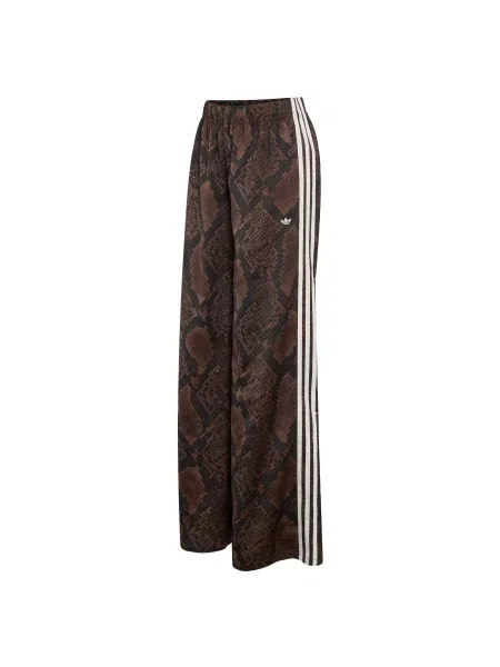 ADIDAS ORIGINALS Παντελόνι SATIN SNAKE PRINT WIDE LEG TRACK σκούρο καφέ / μαύρο λευκό